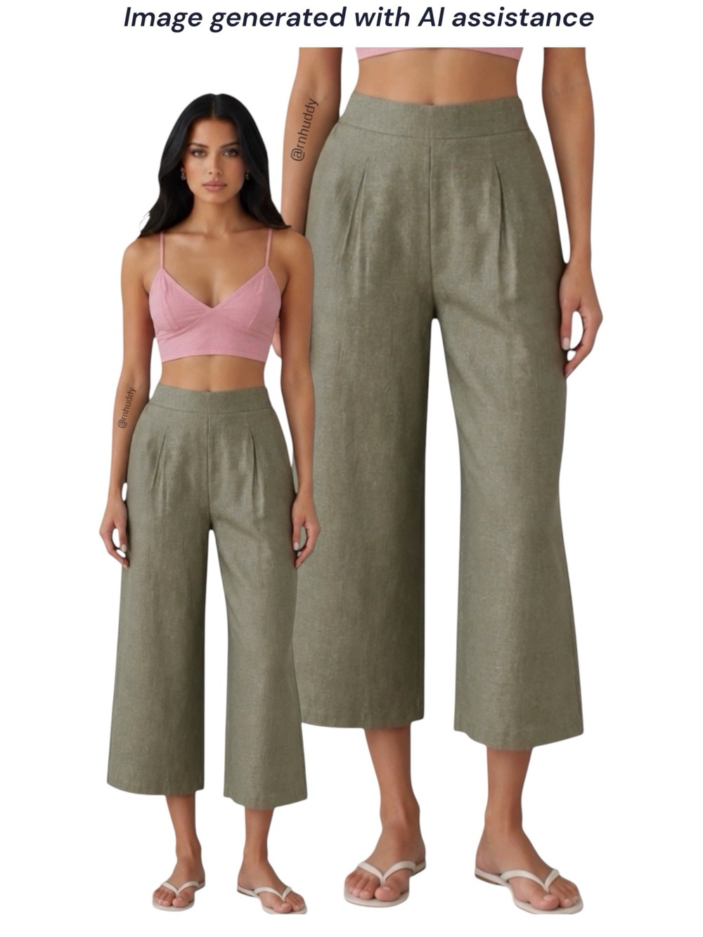 Ella Moss L olive pull on wide leg linen blend pant